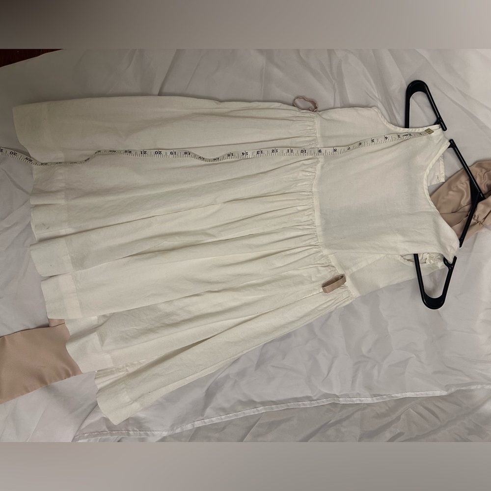 Handmade ivory cotton flower girl dress